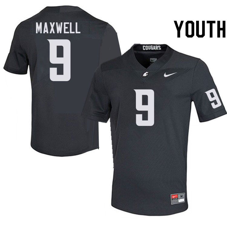 Youth #9 Kyle Maxwell Washington State Cougars College Football Jerseys Stitched-Charcoal